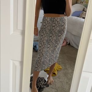 Snakeskin midi skirt
